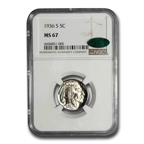 1936-S Buffalo Nickel MS-67 NGC CAC 1936-S Buffalo Nickel MS-67 NGC CAC